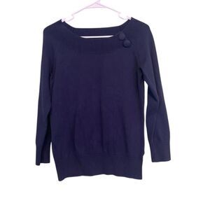 Banana Republic Navy Knit Button Detail Basic Sweater Size Medium